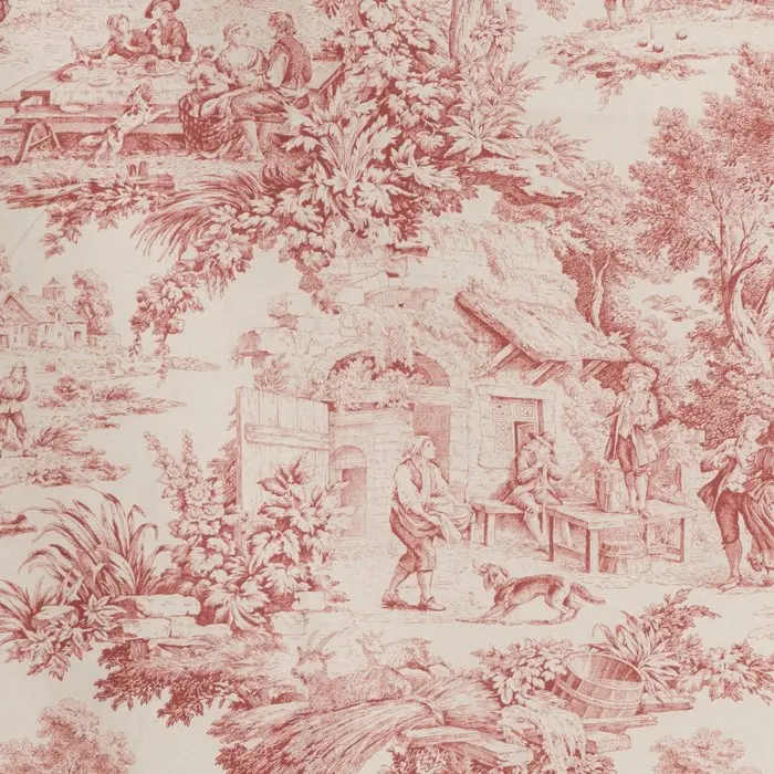 AA003 - Refined Toile de Jouy Bordeaux - Upholstery fabric - 300 cm - 290 cm
