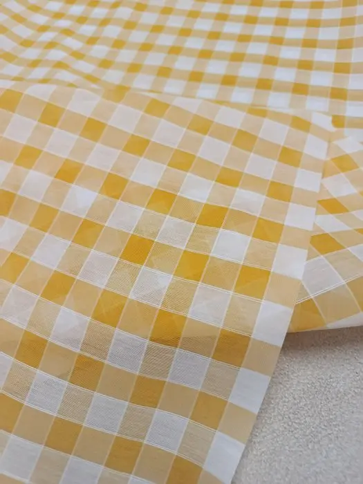 Stupendo cotone vintage leggero a quadri gialli - Curtain...