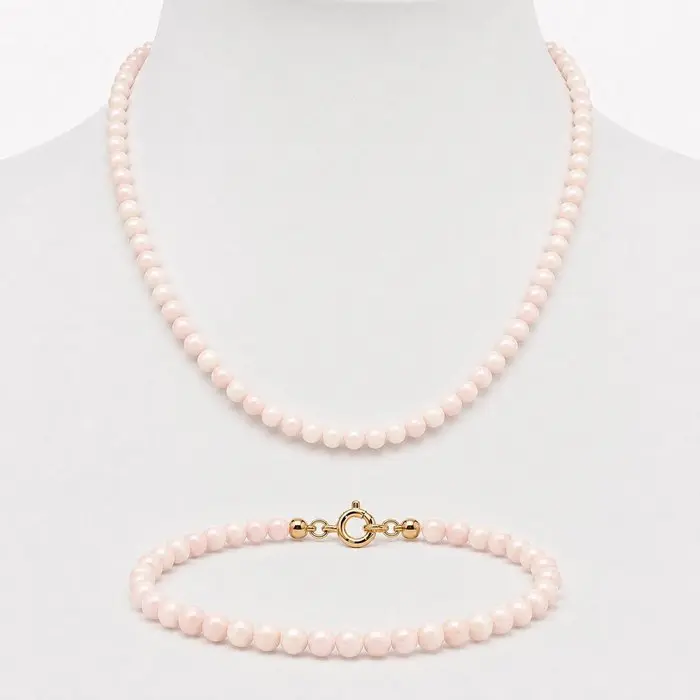2 piece jewellery set - 18 kt. Yellow gold Coral