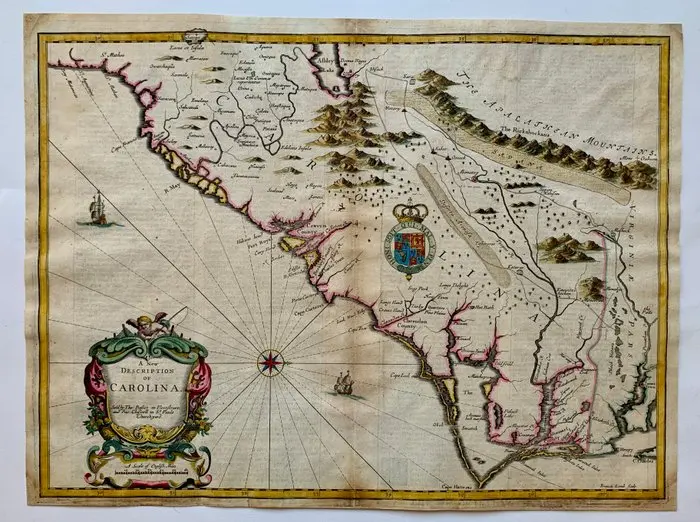 North America - Carolina; John Speed - A new description of Carolina