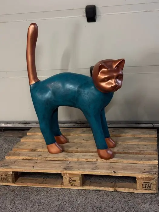 Rob VanMore - Sculpture, The Bronze Cat XXXL - 100 cm - polyresin