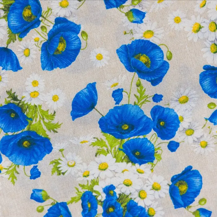 BA200 - Fabric "Blue Poppies and Daisies" – Country Chic...