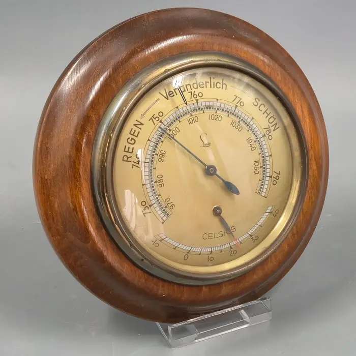 Vintage Lufft Barometer mit Thermometer – Holzrahmen...