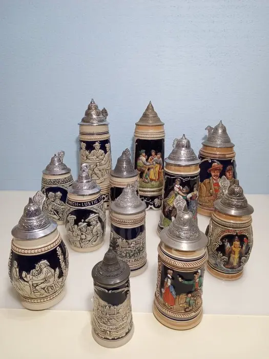 Beer mug (12) - Ceramic, Peltro - Stone Jug Germania