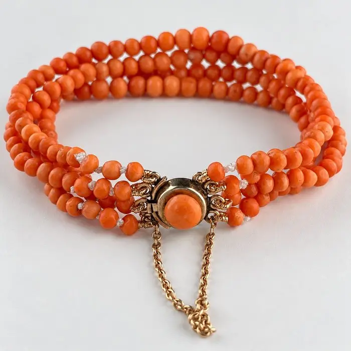 No reserve price - Bead bracelet Metal Coral