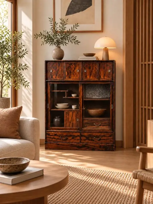 Cupboard - Rare Kuro-kaki (Black Persimmon) wood veneer...