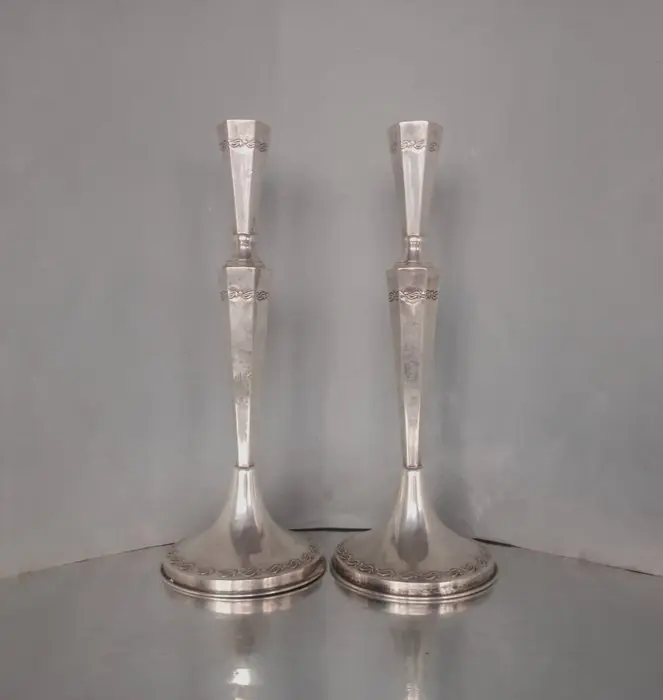 Pair of Art Deco - Candleholder - .925 silver