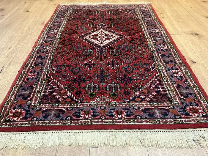 Hand-knotted Indian Hamadan oriental rug with a classic medallion pattern