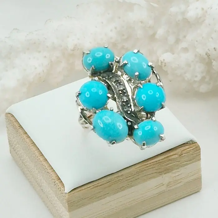 Turquoise - 9 kt. - Yellow gold, Silver - Ring - Turquoise Arizona