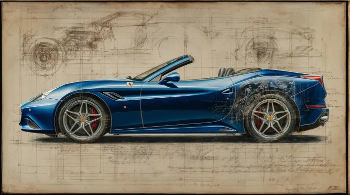 CREATIVE_HUB - Blue Ferrari California in Da Vinci Style