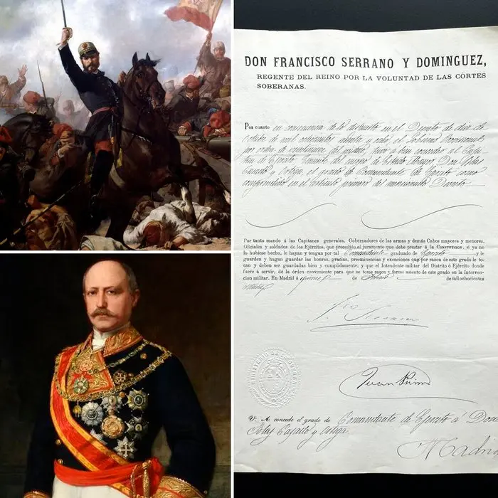 Autógrafo - Firmas Generales Prim y Serrano. Sexenio democrático. España - 1870