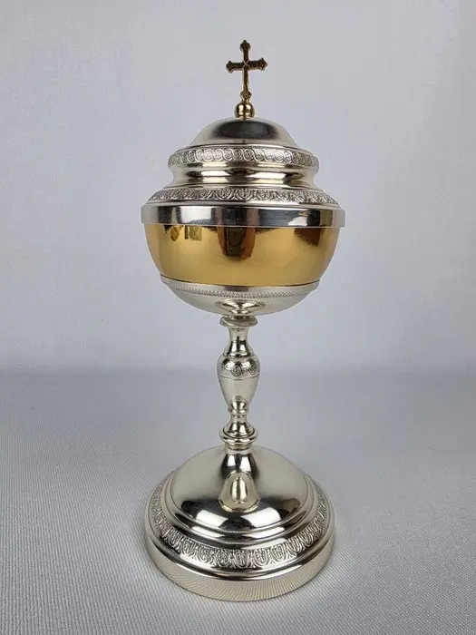 Pyx - Metal, Silverplated, Gold plated - Restored 19th