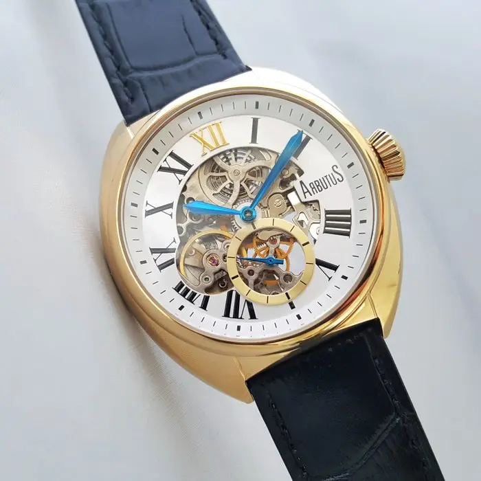 Arbutus - Automatic - Skeleton - Gold - Open Heart - Sapphire - NEW