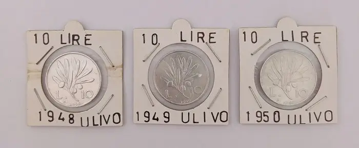 Italy, Republic 10 Lire 1948/1949/1950 "Ulivo" (No reserve price)