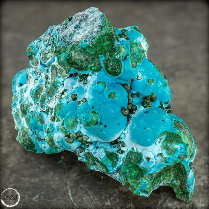 Natural malachite-chrysocolla rough specimen with intense...