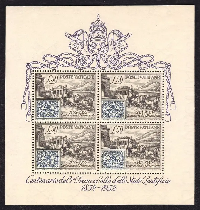 Vatican City 1952 - Centenary miniature sheet of the...