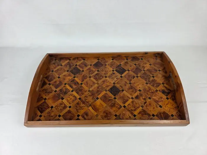 Serving tray - Thuya - Large serving tray in juniper burl, inlaid.