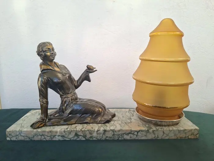 Buffet table lamp - Marble, Glass, Spelter