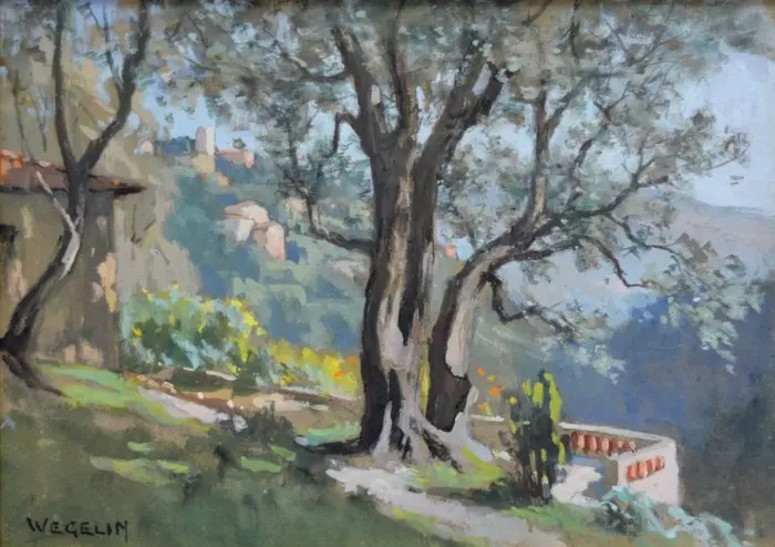 Émile Wegelin (1875-1962) - Oliviers à Falicon