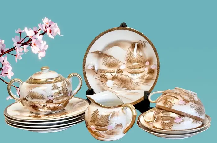 Mount FujI Nihon • Rare Vintage - Tea cup set (11)...