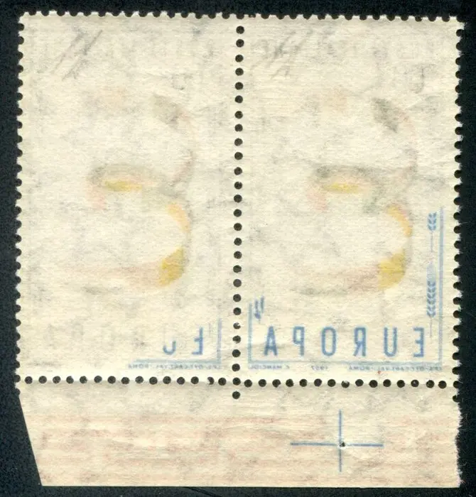 Italian Republic 1956 - Europe 1957 60 lire with a clear partial decal