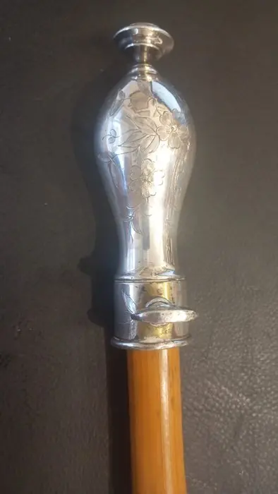 Walking stick - Beech - Silver-plated