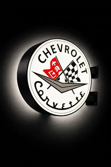 Chevrolet Corvette double-sided hanging illuminated sign...