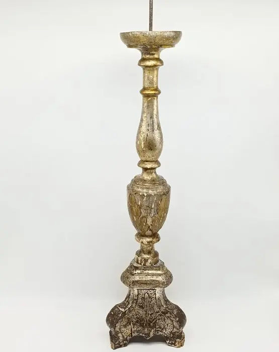 Candlestick - Gold leaf, Polychrome wood