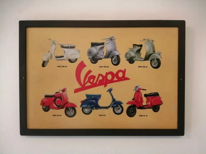 Piaggio - Insegna pubblicitaria Vespa - Villemot - Insegna pubblicitaria - 1970 - Metallo