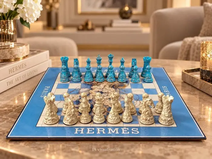 Dominique Kleiner - Échiquier d’art “Hermès – Bleu...