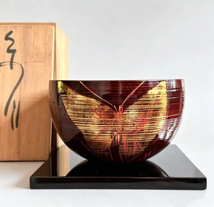 Japanese Wajima (Wajima-nuri) wooden fruit bowl