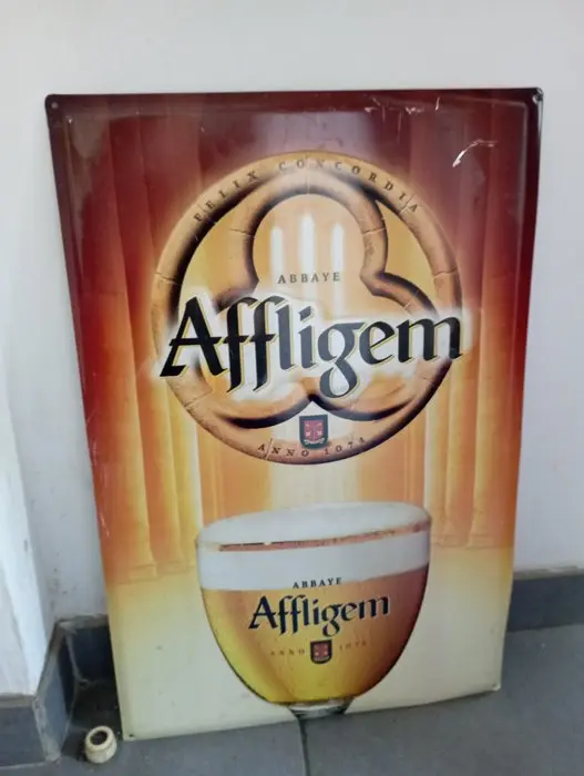 Affligem beer advertising plaque - Bière affligem - Enamel plate - Metal