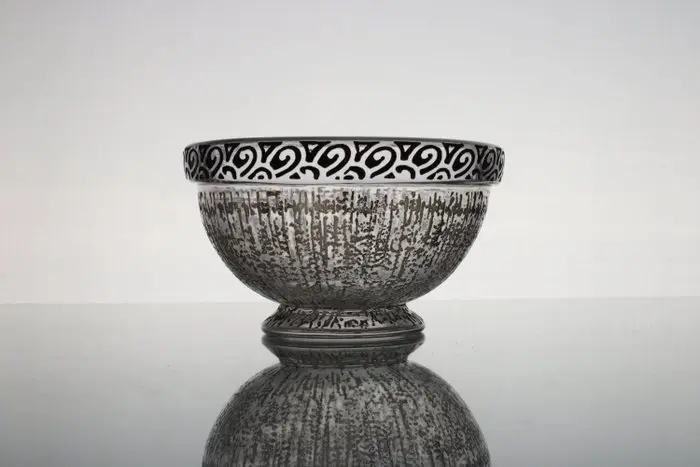 Daum Frères - Platter - etched and enameled