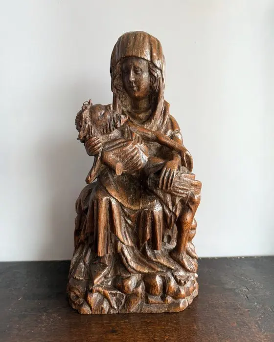 Sculpture, Pïeta - 43 cm - Oak
