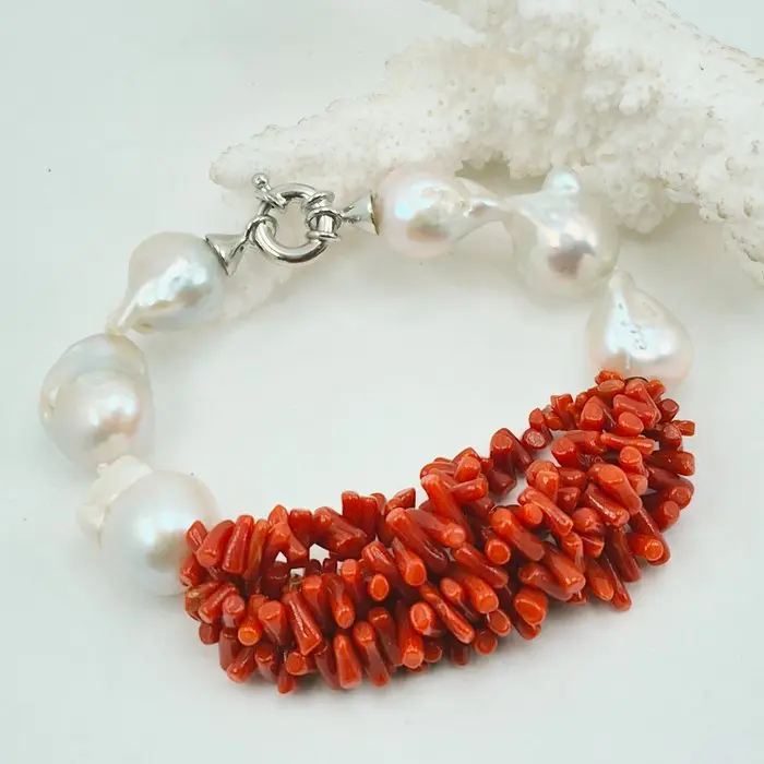 Coral - Silver - Bracelet - CORALLO MEDITERRANEO