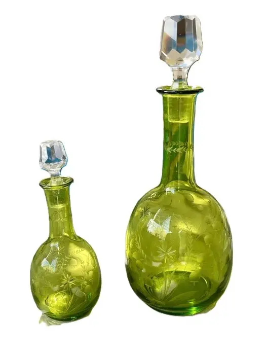 Baccarat / Saint-Louis - Decanter (2) - Carafe - Urangrün...