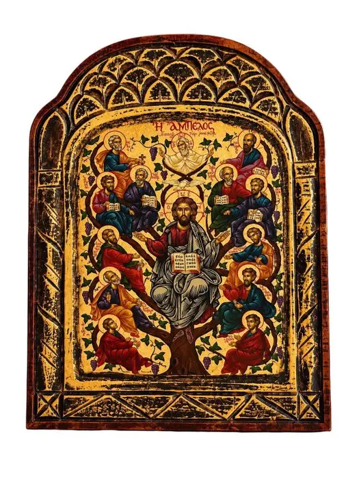 Icon - Christ, True Vine - Wood, gold leaf - 1970-1980
