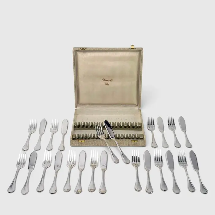 Christofle - Fish cutlery set (24) - Pompadour - Original...