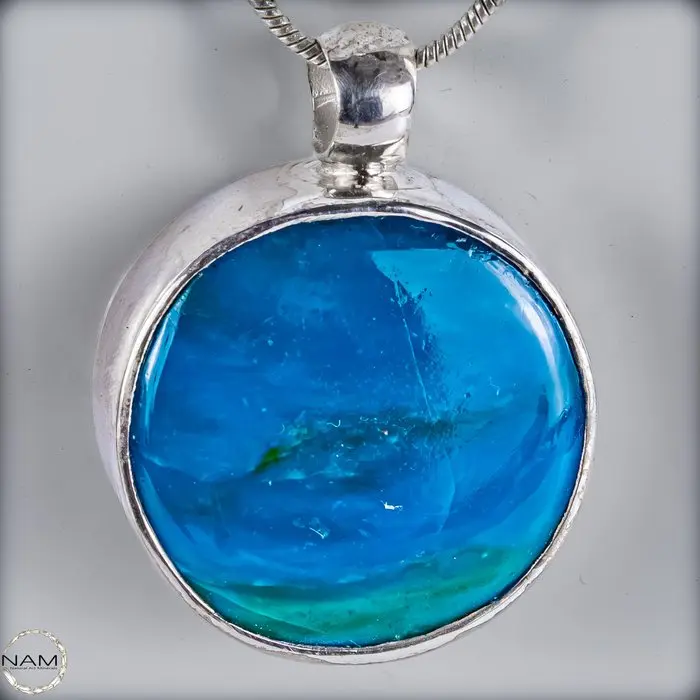 Blue opal pendant from Indonesia – Fascinating blue tones in 925 silver