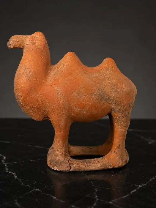 Ancient Chinese, Tang Dynasty Terracotta Mingqi funerary Bactrian camel - 13 cm