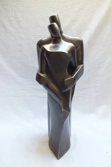 Sculpture, 2 tevreden mensen. - 33 cm - Bronze