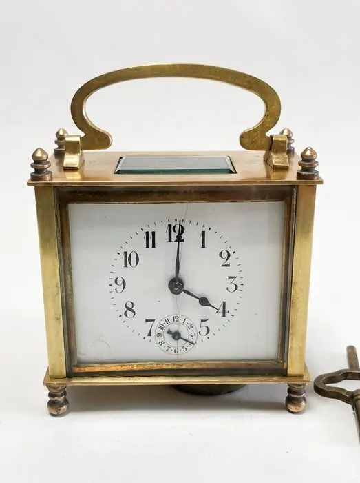 Carriage clock, Alarm clock - Brass, Glass - 1910-1920