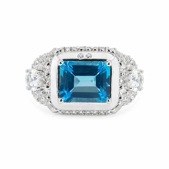 No reserve price - Ring Gold-plated Topaz - Diamond - 18K Gold Plated