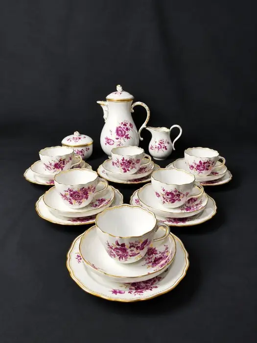 Meissen - Fiori - Servizio da caffè per 6 persone...