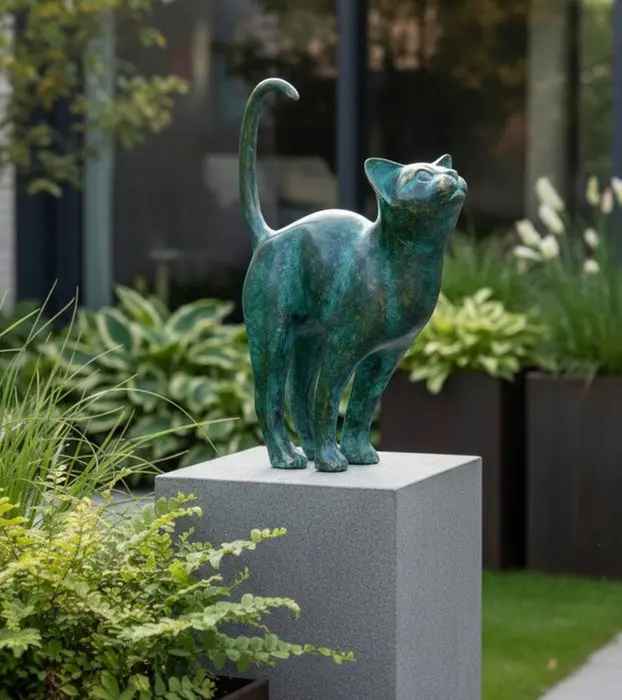 Sculpture, Charming Cat - 32 cm - Bronze