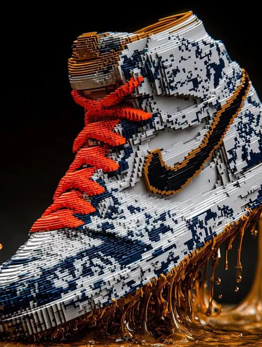 yamila - "Air Jordan 1 Voxel con Goteo de Oro en Estilo Kintsugi"
