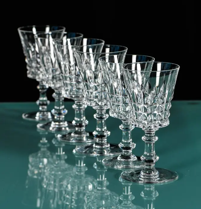 Prachtig lot van 6 antieke kristallen Val Saint Lambert glazen