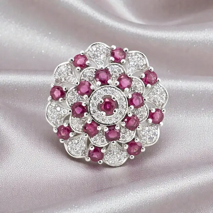 No reserve price - Ring Gold-plated Ruby - Topaz - 18kt Gold Plated