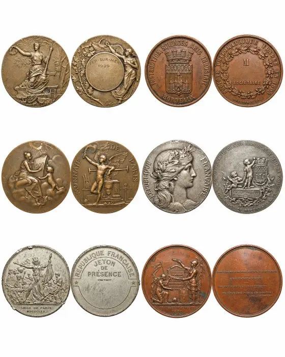 France. Lot de 6 médailles et jetons historiques – 1830-1929 – Paris