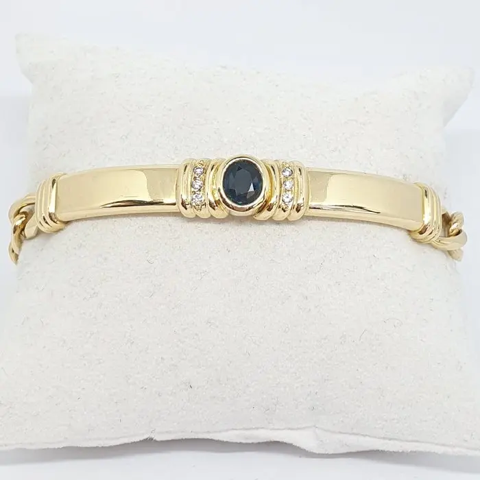 Bracelet - 18 kt. Yellow gold - 0.09ct. tw. Diamond (Natural) - Sapphire